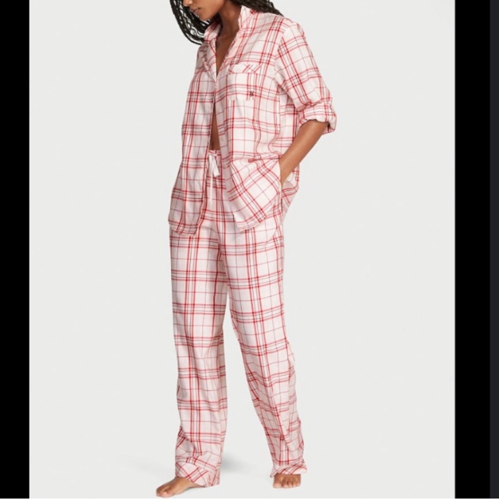 Victoria’s Secret flannel pj set. Red and white plaid design